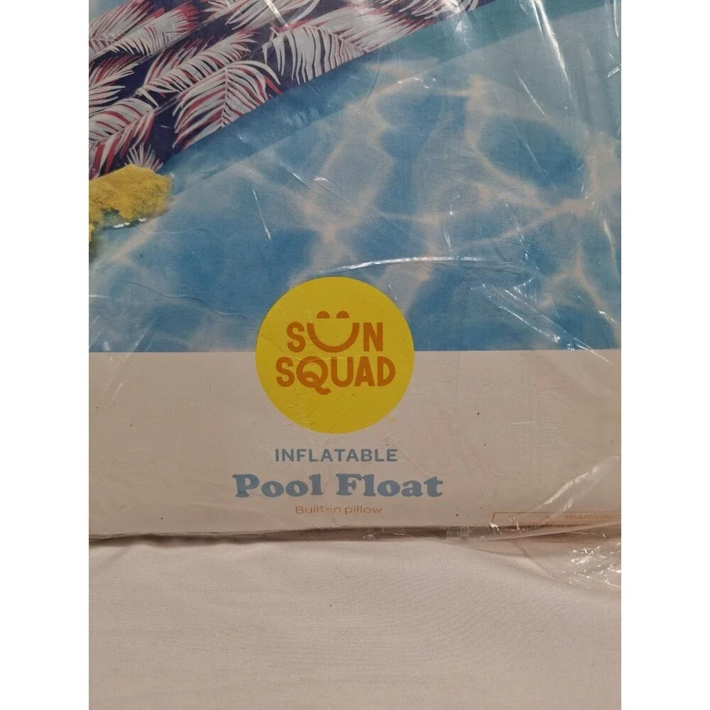 NEW Sun Squad inflatable swim Pool Float w/ built in pillow w/ repair patch